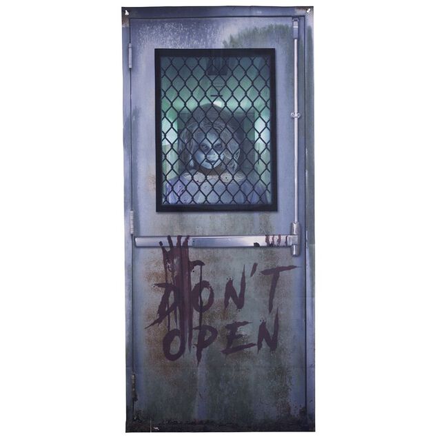 Rideau de porte Halloween imprim&eacute; Don't Open L180xl80cm