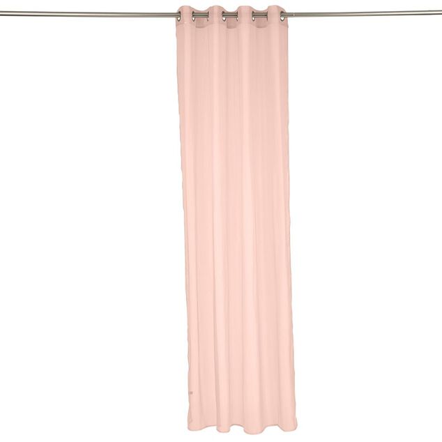 Voilage à oeillets rose uni 100% polyester 140x240cm