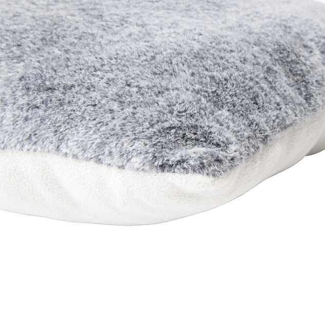 Coussin carr&eacute; 1 face imitation fourrure beige 45x45cm