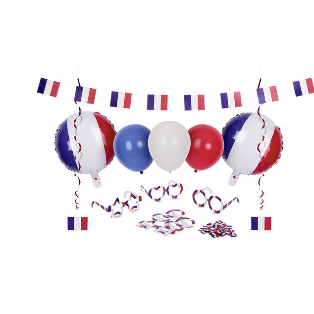 Kit supporter France ballons et photobooth 28 pièces
