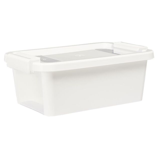 Bo&icirc;te de rangement avec couvercle blanc transparent 4L