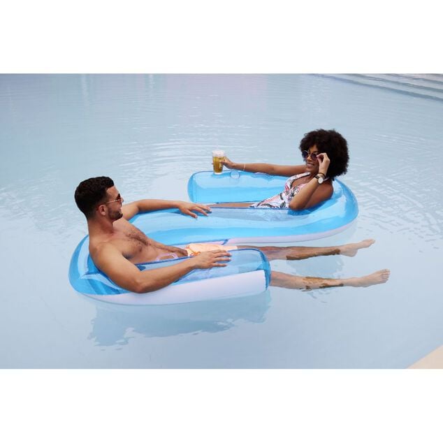 Si&egrave;ge duo gonflable Funky bleu et blanc 2 personnes