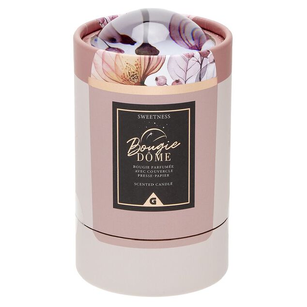 Bougie dans pot avec couvercle d&ocirc;me en cristal assorti