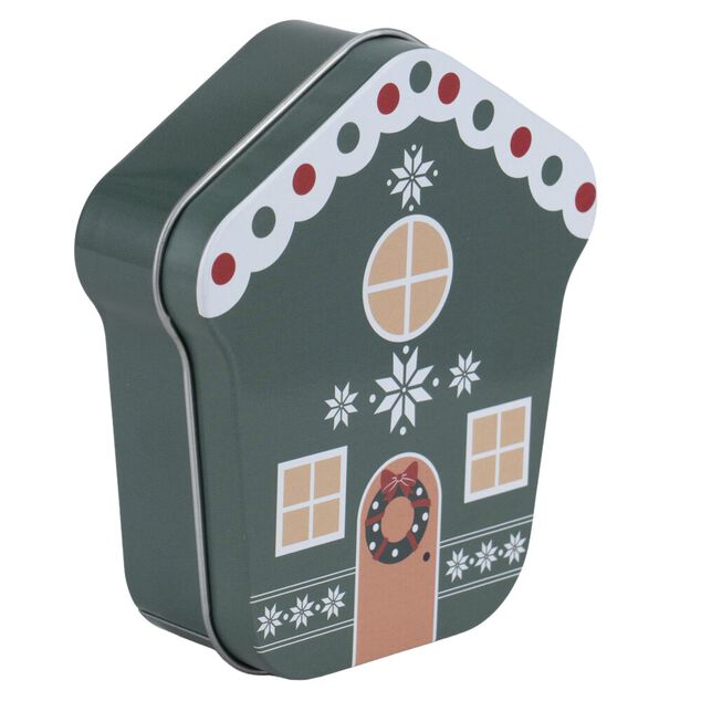 Bo&icirc;te cadeau m&eacute;tal forme maison motif No&euml;l 9xH11cm (3 mod&egrave;les)
