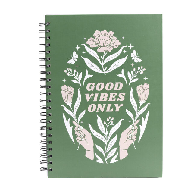 Carnet spirale A4 &agrave; lignes Good Vibes Only 200 pages