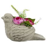 Colombe en ciment fleur artificielle oeillet et rose H12cm