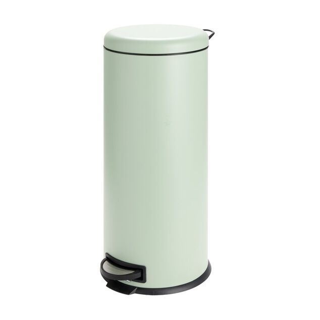 Poubelle &agrave; p&eacute;dale 30L ronde m&eacute;tal vert &Oslash;30xH69,5cm