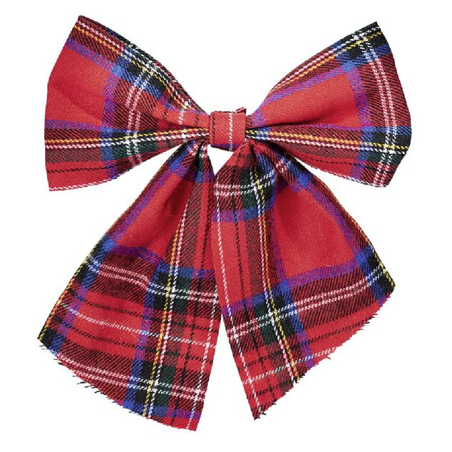 Suspension de No&euml;l Noeud motif tartan rouge x2