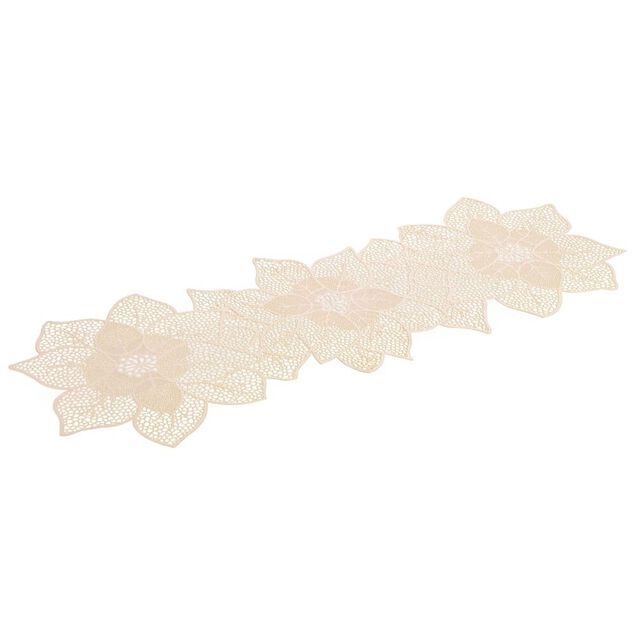 Chemin de table design fleur ajour&eacute; dor&eacute; 35x90cm