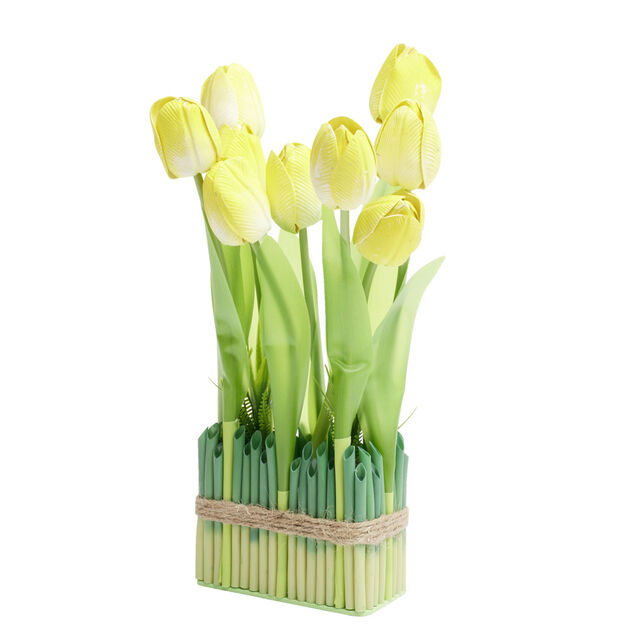 Carré de tulipe artificielle rose 15x8xH39cm