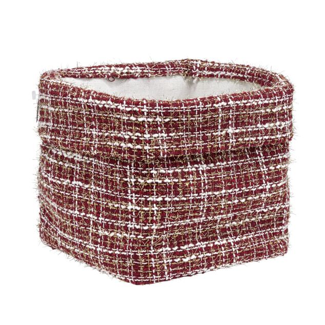 Panier de rangement 10L tissu rouge 22x22xH22cm