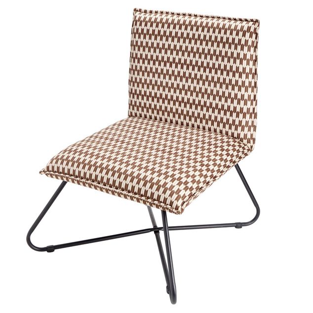 Fauteuil relax Joseph pied m&eacute;tal noir et tissu marron et noir 75x65xH78cm