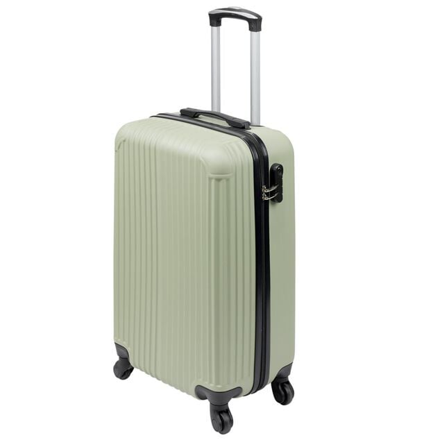 Valise rigide 50L trolley 4 roulettes plastique ABS vert 39,5x24xH60,5cm
