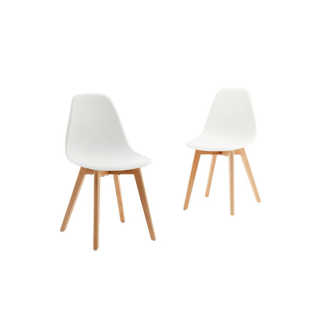 Chaise Chlo&eacute; blanche pied couleur naturel x2