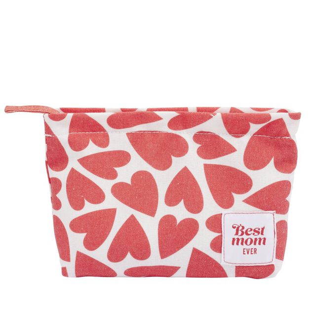 Pochette cosmétique polycoton Love pour maman 17x20cm (4 modèles)