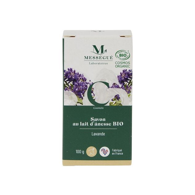 Savon au lait d'anesse bio Mess&eacute;gu&eacute; senteur lavande 100gr