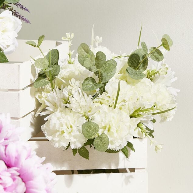 Piquet fleur artificielle &Oslash;30xH48cm blanc