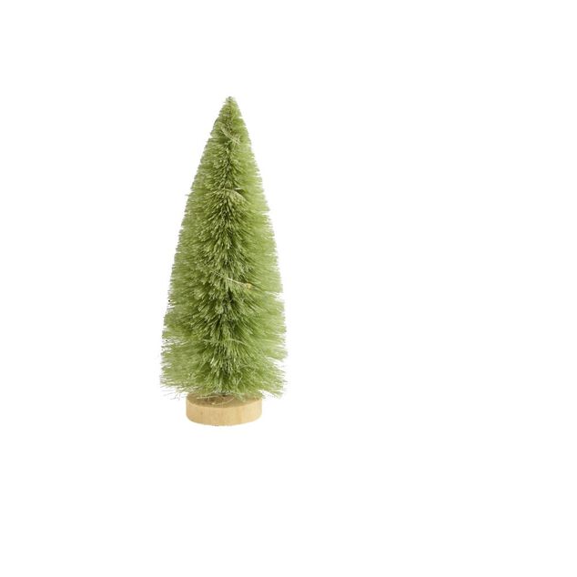 D&eacute;coration sapin blanc lumineux LED &agrave; piles H16cm