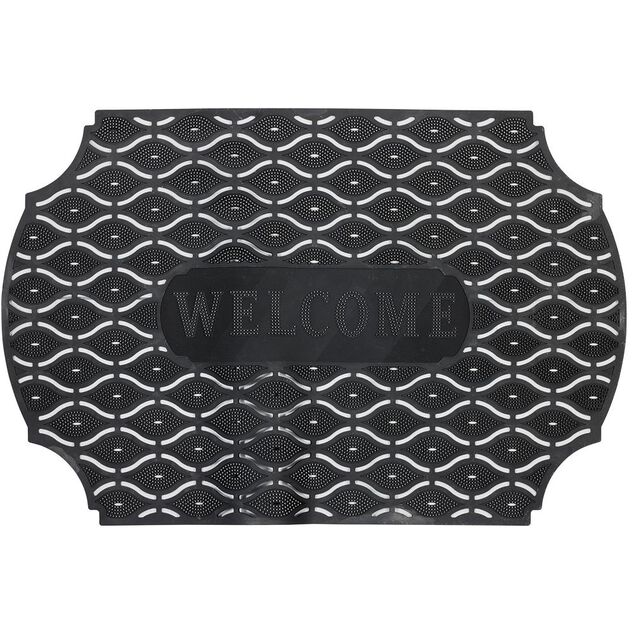 Tapis ext&eacute;rieur Welcome antid&eacute;rapant ajour&eacute; noir