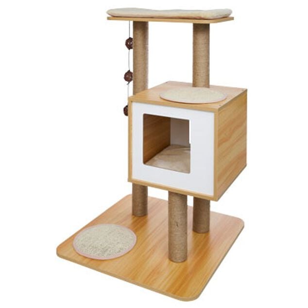 Arbre à chat 2 niveaux marron H84,5 cm