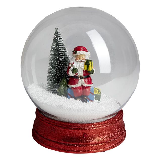 Boule &agrave; neige anim&eacute;e lumineuse musicale rouge &Oslash;21cm