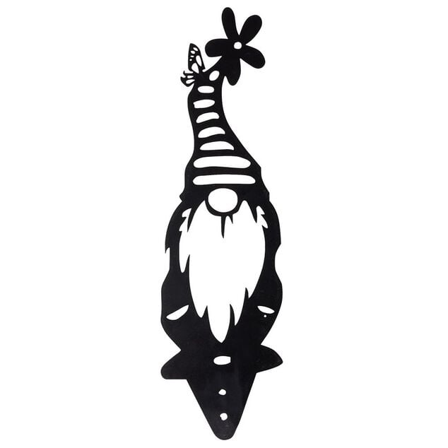 Nain de jardin en m&eacute;tal ajour&eacute; noir &agrave; planter H50cm