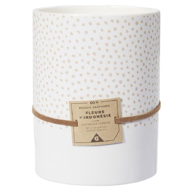 Bougie parfumée ivoire senteur fleurs d'Indonésie 60H
