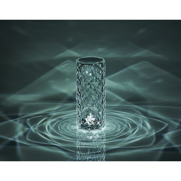 Lampe de table cylindrique design cristal transparent