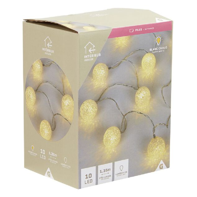 Guirlande de No&euml;l lumineuse boule dor&eacute;e 165 cm
