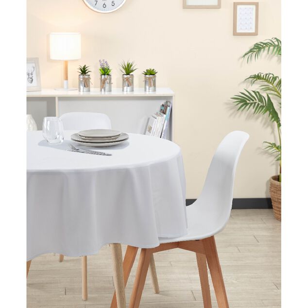 Nappe ronde blanche unie