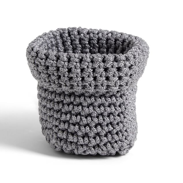 Pani&egrave;re carr&eacute;e boucle effet tress&eacute; gris 10x10xH13cm