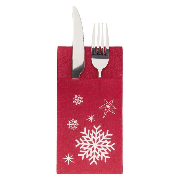 Serviette kangourou en papier motif flocon de neige x20