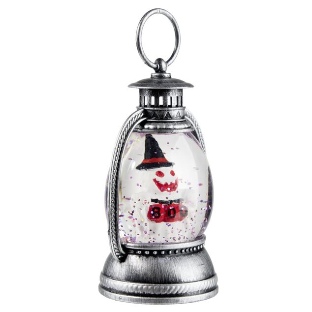 Lanterne d&eacute;co LED Halloween fant&ocirc;me boule &agrave; neige 8x6xH12cm