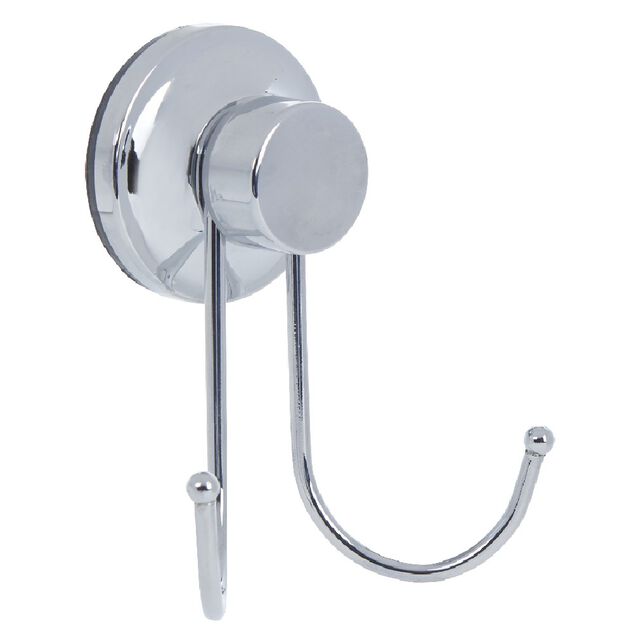 Crochet double &agrave; ventouse inox gris