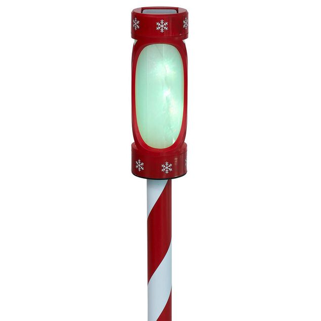 Borne solaire rouge et blanche 10LED couleurs changeantes H100cm