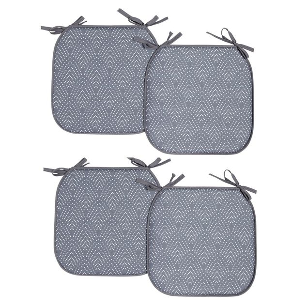 Galette de chaise carr&eacute;e x4 avec motif 38x38cm (4 mod&egrave;les)