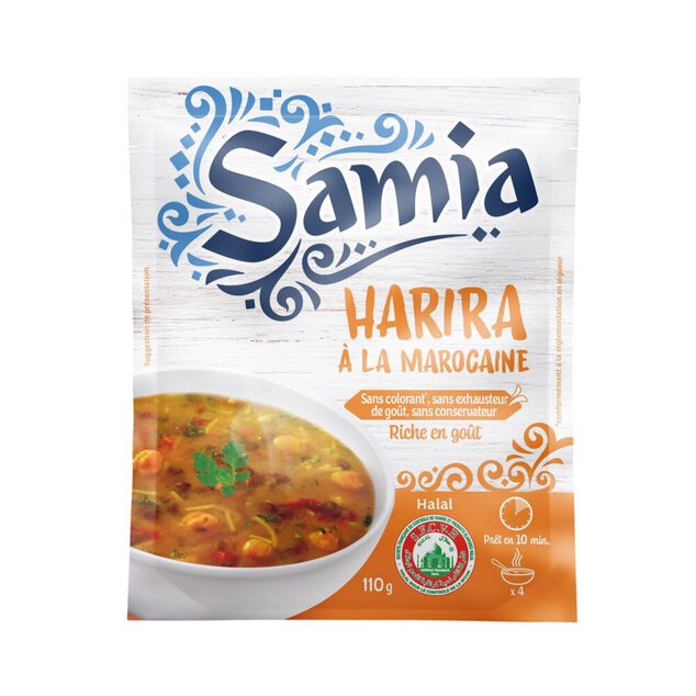 Soupe Harira &agrave; la Marocaine Samia x4 d&eacute;shydrat&eacute;e sachet 110g