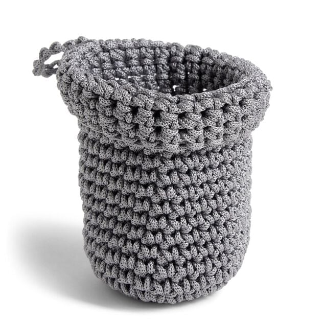 Pani&egrave;re ronde boucle effet tress&eacute; gris 13x11xH11cm