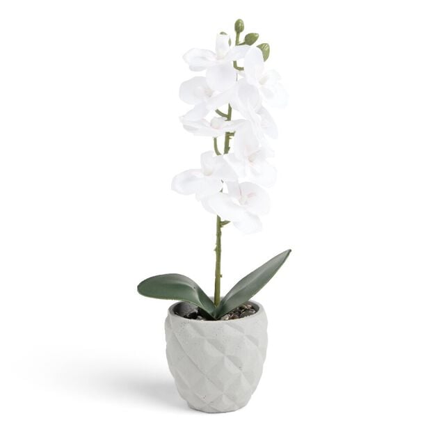 Pot orchid&eacute;e artificielle blanche H31cm