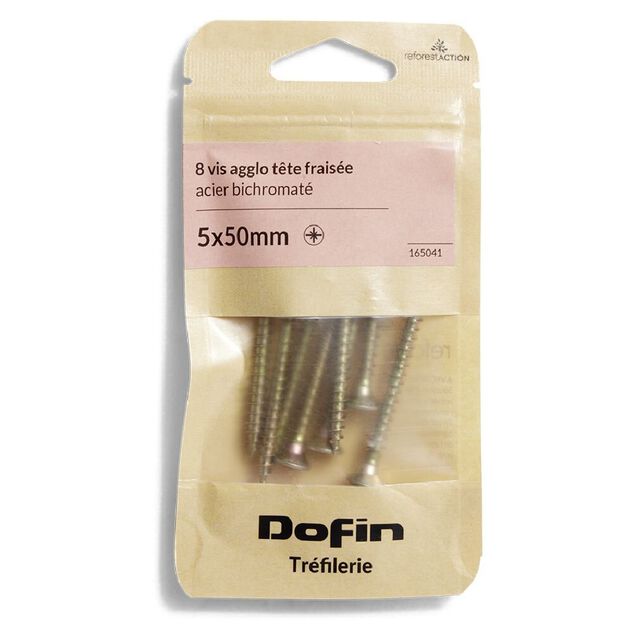 8 vis agglo t&ecirc;te frais&eacute;e acier bichromat&eacute; - 5x50 mm