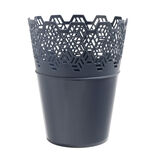 Pot rond plastique gris fonc&eacute; &Oslash;14xH18cm