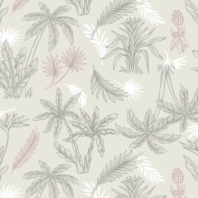 Nappe ronde tissu motif végétal blanc et vert forêt Ø160cm