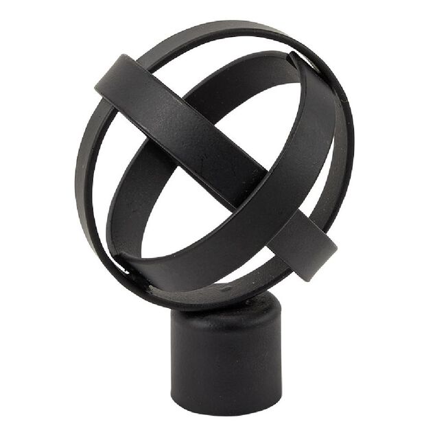 Embout tringle &agrave; rideau &Oslash;20mm sph&egrave;re spirale m&eacute;tal noir mat x2
