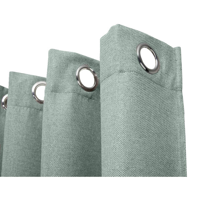 Rideau &agrave; oeillets tissu &eacute;pais vert-gris 140x240cm