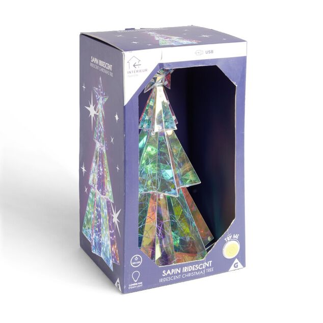 Sapin de No&euml;l LED iridescent H37cm
