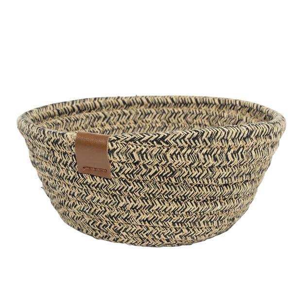 Pani&egrave;re ronde coton tress&eacute; marron &Oslash;16xH7cm