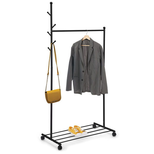 Portant v&ecirc;tements simple acier et roulettes 3en1