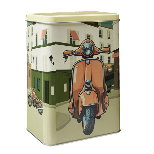 Bo&icirc;te alimentaire m&eacute;tal d&eacute;cor vintage 14,5x10,5xH20cm (3 mod&egrave;les)