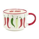 Mug c&eacute;ramique motifs piments &Oslash;13xH8,5cm (2 mod&egrave;les)