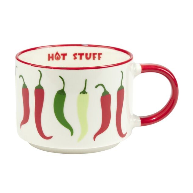 Mug c&eacute;ramique motifs piments &Oslash;13xH8,5cm (2 mod&egrave;les)